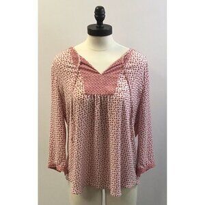 NYDJ Womans Shirts Pietie Large Red Flowers and White